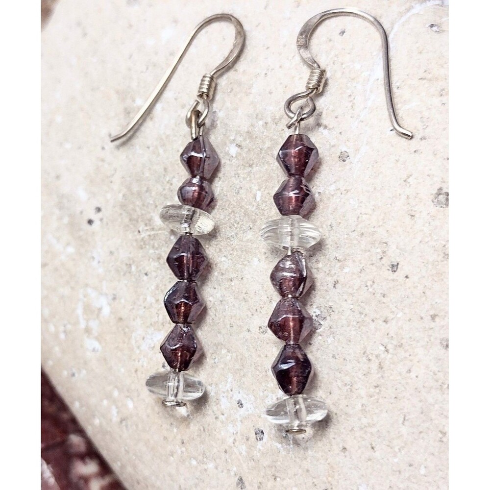 Sterling Silver Bohemian Glass Beaded Dangle Earrings